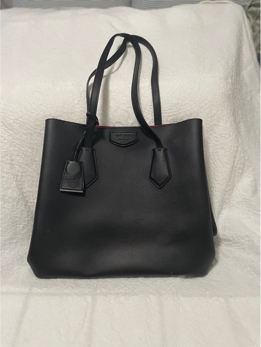 DKNY Black Leather Tote Bag